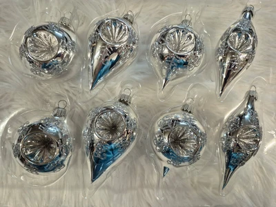 Reflex Christbaumkugeln Weihnachtskugel Christbaumschmuck Krebs Lauscha silber - Bild 1 von 4