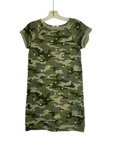 Gap Green Camo Sweatshirt Dress XL 12m Stars Zipper Accents Short Sleeve - Picture 1 of 3