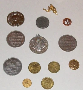 VTG THALER SUNDAY SCHOOL COIN LOT TOKEN MEDAL PENNY ANGEL JESUS CHRISTIAN CHURCH - Picture 1 of 7