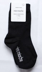 Mini Mioche Kids' Organic Combed Cotton Crew Socks ZG3 Black Size 4-7Y NWT - Picture 1 of 3