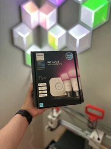 “New” Philips Hue Smart Light Starter Kit -Includes (1) Bridge & (2) 75w A19 Led - Picture 1 of 2
