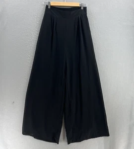 HYFVE Pants Womens Medium Black Flowy Wide Leg Pleat Front Palazzo Pull On - Picture 1 of 9