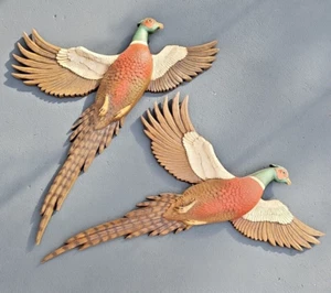 Flying Pheasant Wall Art Bird Set of 2 Hunting Decor BURWOOD USA #2427 - Picture 1 of 17