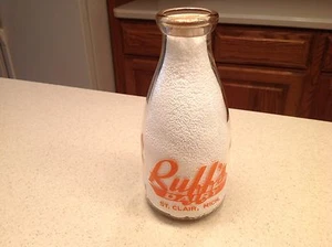 Vintage Milchflasche Ruff's Dairy St. Clair Mich ein Quart tolle Grafik!!!! - Bild 1 von 12