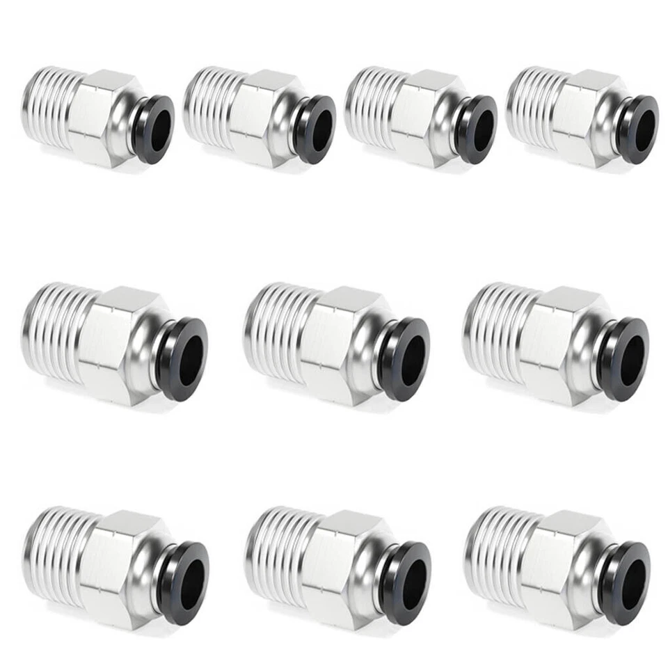 10x Male Straight OD 5/16" Tube x 3/8" NPT Thread Push In To Connect Air Fitting - Image 1 of 4