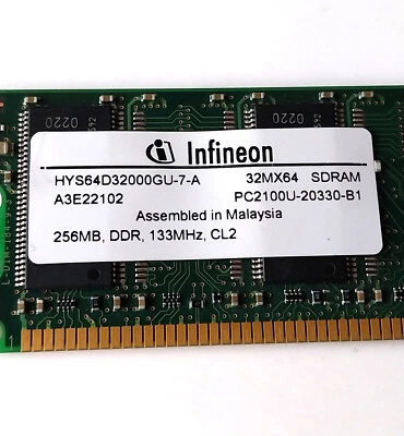 256MB  Infineon Speicher  / PC2-2100U-20330-B1 DDR 133 CL2 (F) - Bild 1 von 3