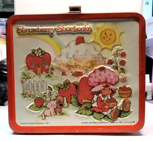 Vintage 1980 Aladdin Metall Erdbeere Shortcake Brotdose - Bild 1 von 7