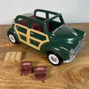 Sylvanian Families Family Car Vintage Green Morris Minor Vehicle Seats & Tow Bar - Picture 1 of 17