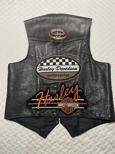 Vintage Mens Classic Leather USA 1980’s Vest Harley Davison patches RARE CUSTOM - Picture 1 of 23
