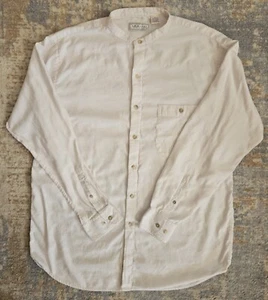 Vintage Murano Men's Large Cream Henley Neck Long Sleeve Button Up Cotton Rayon - Picture 1 of 4