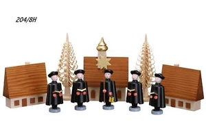 Christmas Curious Figures, Trees Houses + Church Braun Height 3 7/8in New - Picture 1 of 1