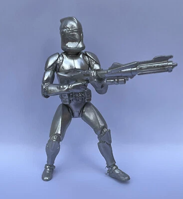 Star Wars Hasbro Clone Wars 2003 Soltado clon de plata ToysRUs exclusivo suelto Foto 1 de 2
