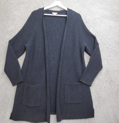 Suéter Cárdigan J.Jill Para Mujer Grande Pequeño Gris Algodón Plumero Frente Abierto Cabina Foto 1 de 4