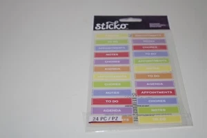 Sticko Autocollant Multi Color Planner Labels 24PC Note Chores ToDo Scrapbooking - Picture 1 of 5