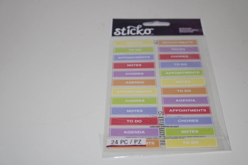 Sticko Autocollant Multi Color Planner Labels 24PC Note Chores ToDo Scrapbooking - Image 1 of 4