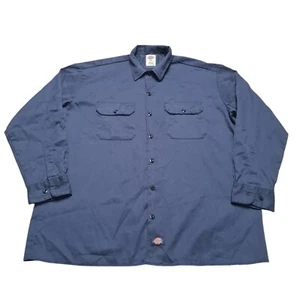 Dickies Shirt Mens Blue Navy Short Sleeve Button Up Collared Workwear Size -XL - Imagen 1 de 8