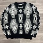 Vintage Abstract Geometric Sweater Men XL Black White Art 100% Acrylic Korean