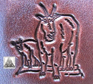 Vintage Midas Mountain Goat With Baby Kid 1" Leather Stamp Tool 8311 New - Picture 1 of 2