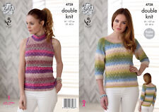 Knitting Pattern Womens High Neck Top & Back Split Sweater King Cole DK 4728