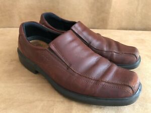 46 ECCO Men's Helsinki loafers leather Slip On red brown dress shoes 12 - 12.5