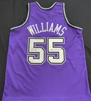 Camiseta firmada por Jason Williams chocolate blanco Kings Insc "Light The Beam" JSA Foto 1 de 4
