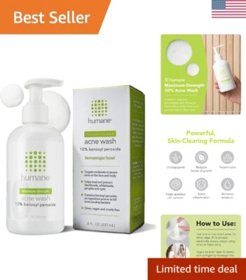 Lavagem de acne de força máxima 10% peróxido de benzoíla - tratamento facial e corporal fl oz 8 - Imagem 1 de 4