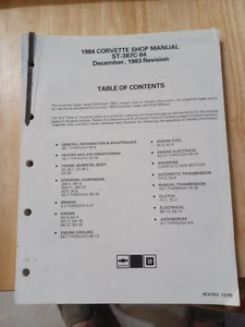 Genuine GM 1984 Corvette Shop Manual ST-387C-84 December 1983 Revision - Picture 1 of 4
