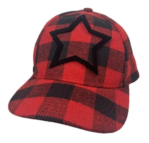 WONDER NATION Red Plaid Star Applique Hat Ball Cap ADJUSTABLE - Picture 1 of 11