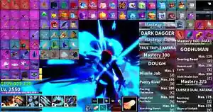 Blox Fruit LV 2550 Shark V4 FG GODHUMAN DOUGH CDK TTK Scythe Skull Guitar 200M - Picture 1 of 12