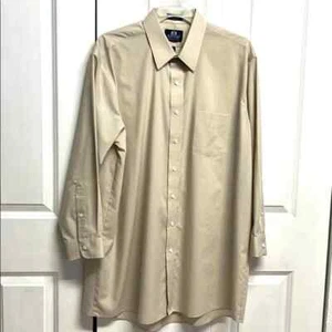 Camisa de vestir Stanford Broadcloth color tostado mezcla de algodón manga larga talla 18 grande alta - Imagen 1 de 6
