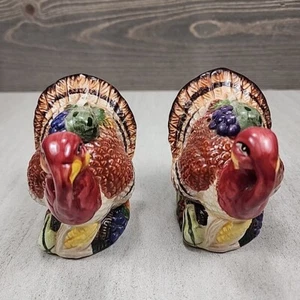 Vintage Thanksgiving Truthahn Ernte Salz und Pfefferstreuer Keramik Herbst Set - Bild 1 von 7