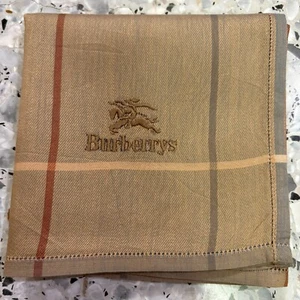 CLASSIC MEN HANDKERCHIEF VTG COTTON BEIGE BROWN CHECK POCKET SQUARE17" ART #M223 - Picture 1 of 3
