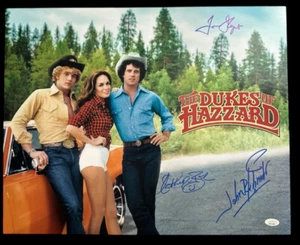 John Schneider, Catherine Bach y Tom Wopat firmaron Los duques de Hazzard 16x20 JSA - Imagen 1 de 2