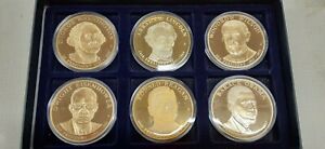 American Mint Set of 6 Collection Gold-Plated Presidential Dollar Trials in Box