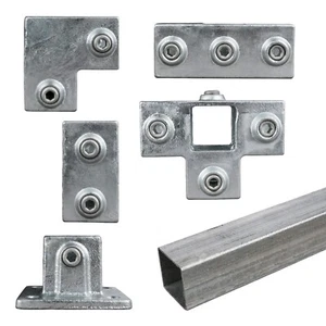 Industrial Handrail Galvanised Mild Steel Square Key Clamp Fittings Box Section - Picture 1 of 121