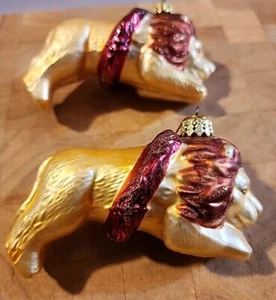 2 vintage Ameri Natale Circo Leone Vetro Soffiato a Mano Ornamento Colorato Dettagliato - Foto 1 di 16
