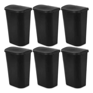 Sterilite Kitchen Wastebasket 11.3Gal Plastic Household Trash Can Black (6-Pack) - Picture 1 of 7
