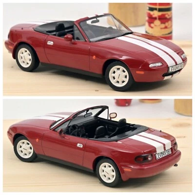 1/18 Norev Mazda MX-5 1989 Rouge Avec Bandes Édition Limitée 200 Exemplaires - Photo 1/4