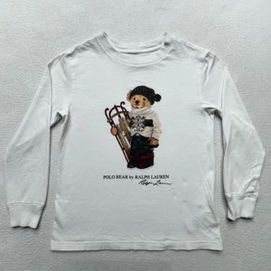 Polo Ralph Lauren Classic Fit Bear Winter Sled T-Shirt L/S Size 6 Boys - Picture 1 of 10