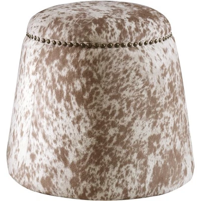 Uttermost 23725 Gumdrop 17 inch Chestnut and White Faux Cow Hide Ottoman - Image 1 of 4