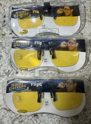 3 Night Drivers Flip Ups By Solar Shield 58 Rec 100% UVB/UVA Protection New - Image 1 of 3