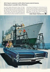 Anuncio de revista - 1966 - Pontiac Bonneville convertible - azul - ilustraciones AF/VK - Imagen 1 de 1
