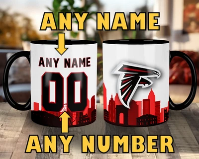 CUSTOMIZABLE Atlanta Falcons Skyline Jersey Mug - Any Name/Number - 11 oz. - Image 1 of 3