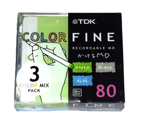 Pack 3 Minidisc TDK Color Fine 80 MD-FN80MBX3S Nuevo New MD - Picture 1 of 2