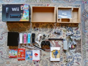 Nintendo Wii Black New Super Mario Bros Console with box, 3 DL games TESTED MORE - Picture 1 of 23