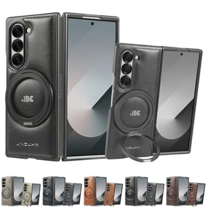 Custodia in pelle per Samsung Galaxy Z Fold 7 6 5 4 3 Mag supporto anello girevole sicuro - Foto 1 di 16