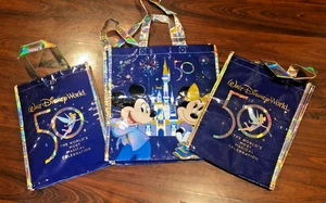 Walt Disney World 50th Anniversary Reusable Shopping Bag 1 Medium & 2 Small - Picture 1 of 2