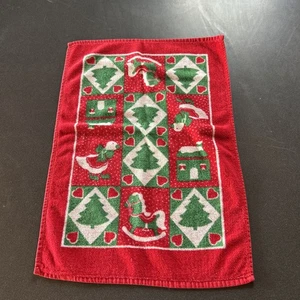 Kitchen Dish Hand Towel Christmas Goose Rocking horse Terry Cloth Vintage 1990s - Picture 1 of 7
