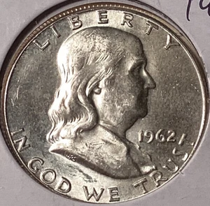 1962 Franklin Half Dollar, Full Bell Lines - Picture 1 of 2