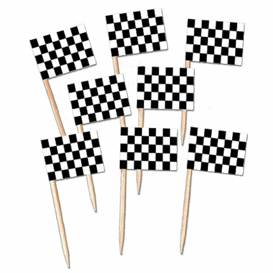 Checkered Flag Toothpicks 50pk - Grand Prix Car Racing Party Supplies - Image 1 of 1